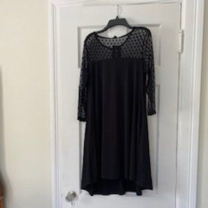 Nina Leonard Mesh Yoke Trapeze Dress